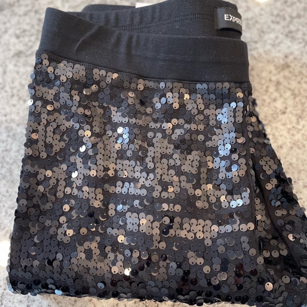 Express Black Sequin Leggings